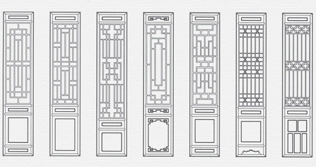 万源常用中式仿古花窗图案隔断设计图